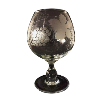 Rafraichissoir en verre soufflé avec décor de vignes fin du 19e siècle