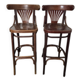 Paire de tabourets de bar à dossier
