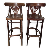 Paire de tabourets de bar à dossier