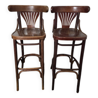 Paire de tabourets de bar à dossier
