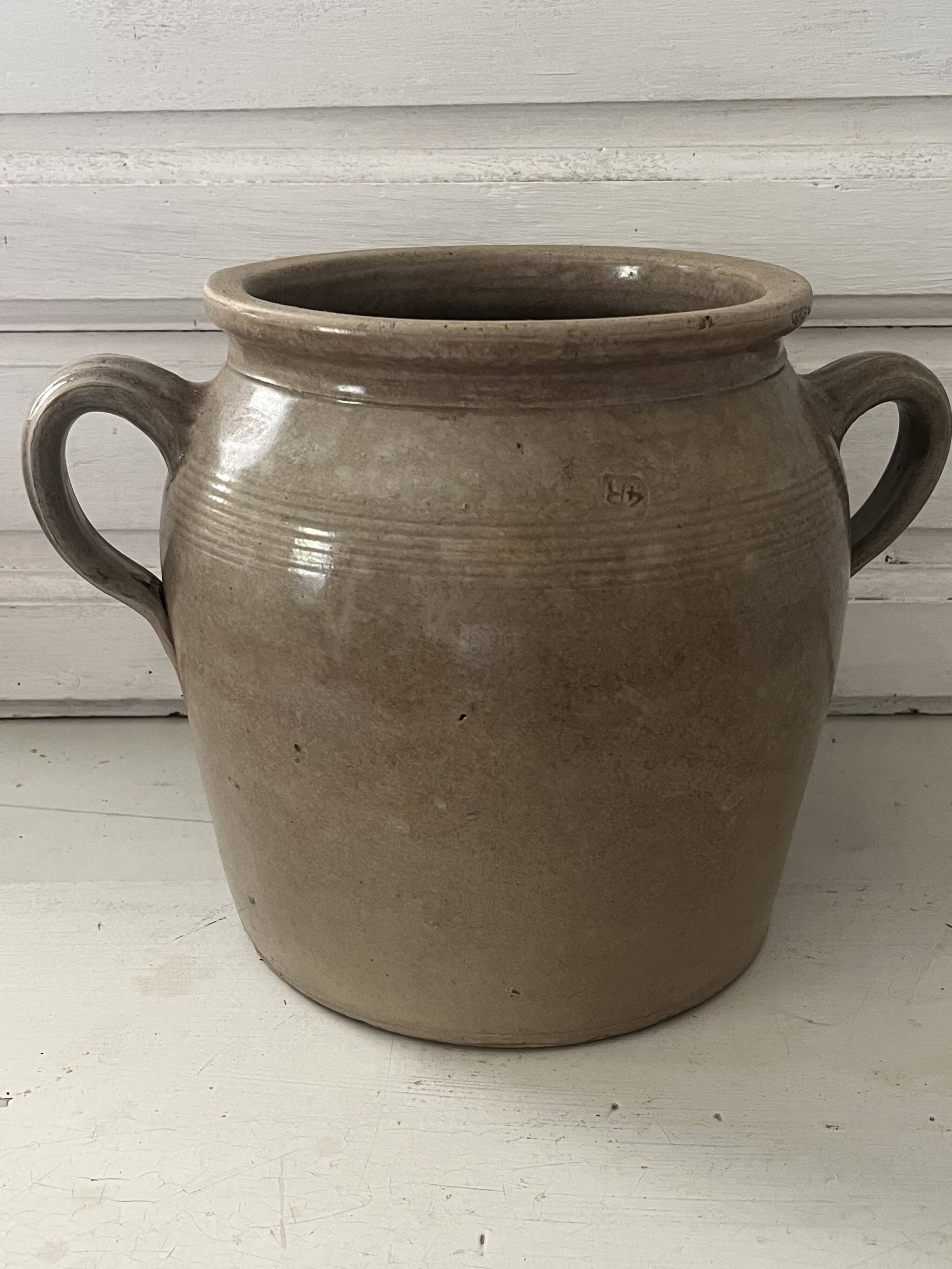 Ancien pot à graisse, grès vernissé