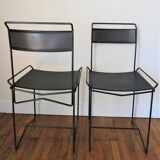 Pair of perforated metal steel chairs from the 80s