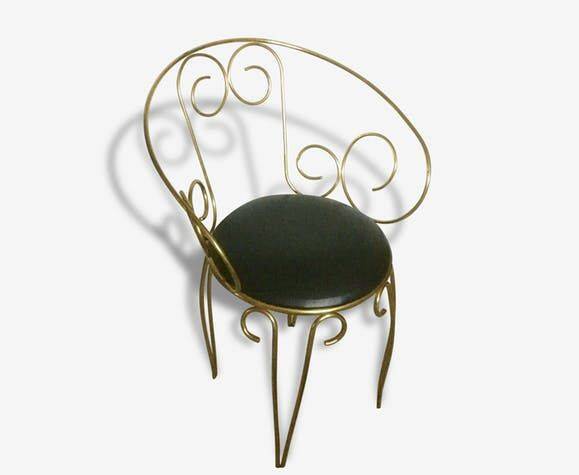 Vintage brass scroll armchair, 1960s.