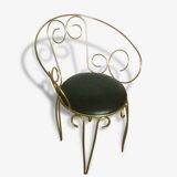 Vintage brass scroll armchair, 1960s.