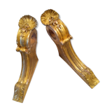 Pair of square door rod gilded wood 19th century