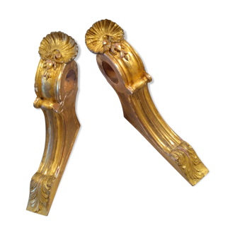Pair of square door rod gilded wood 19th century