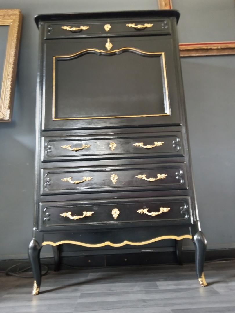 Black and gilded Louis XV style writing desk