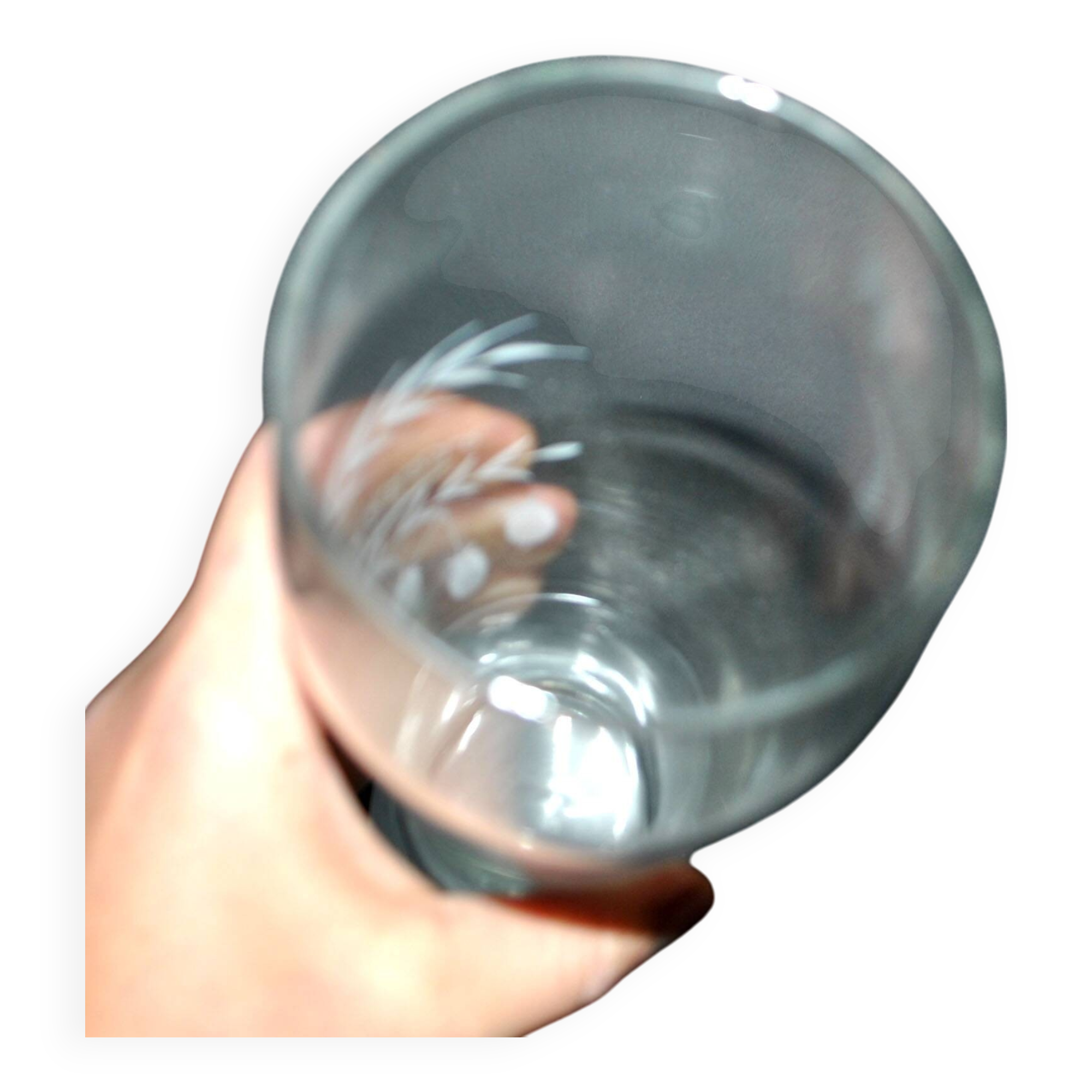 Large vintage beer glass in enamelled glass with hop flowers H22cm