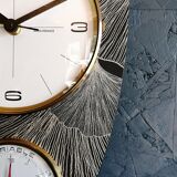 Clock vintage formica wall clock silent barometer "Manufrance"