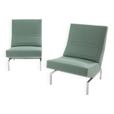 Pierre Paulin paire de fauteuils  CM236 chrome satin de laine 1960