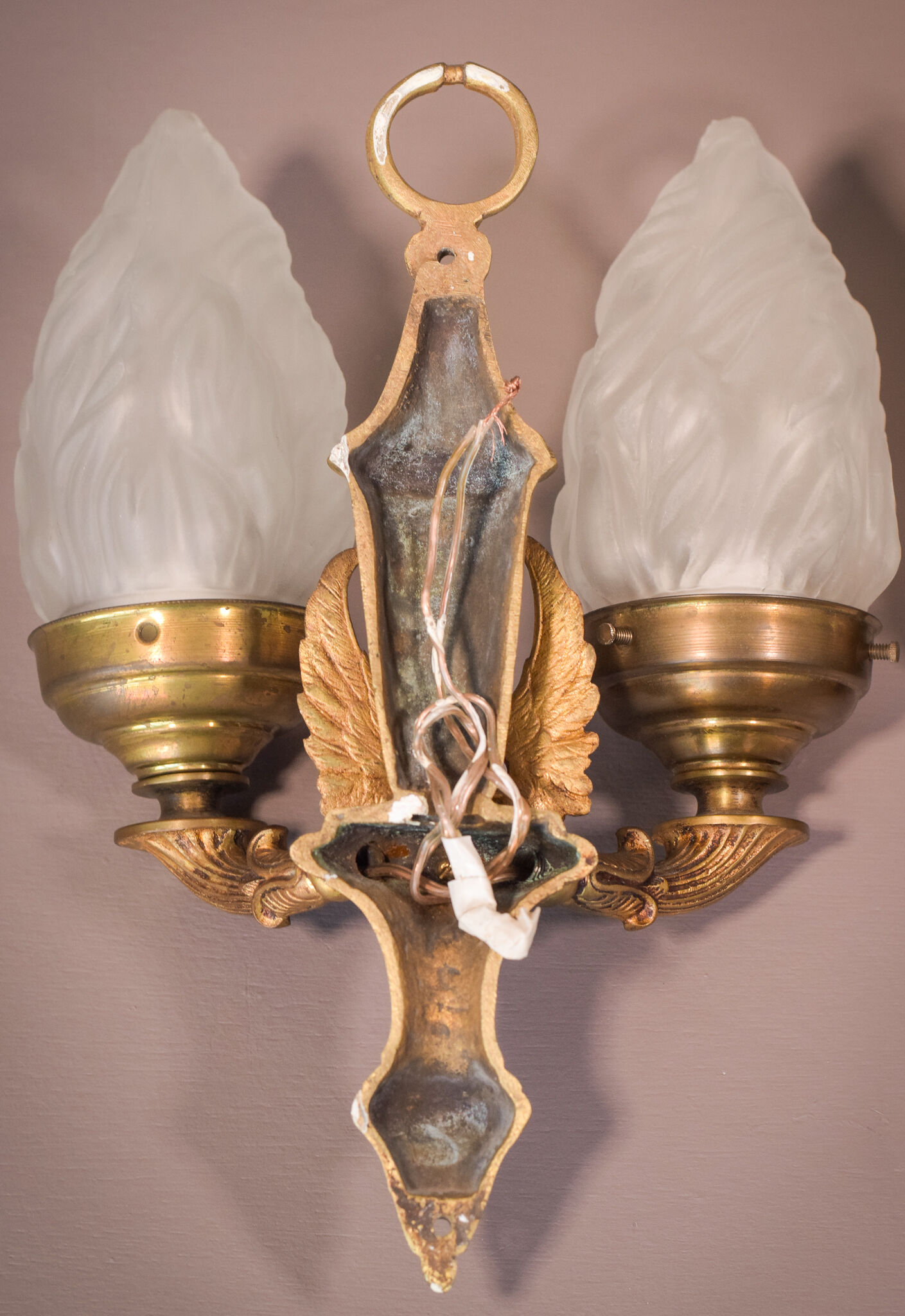 Pair of Wall Lamps with Angels