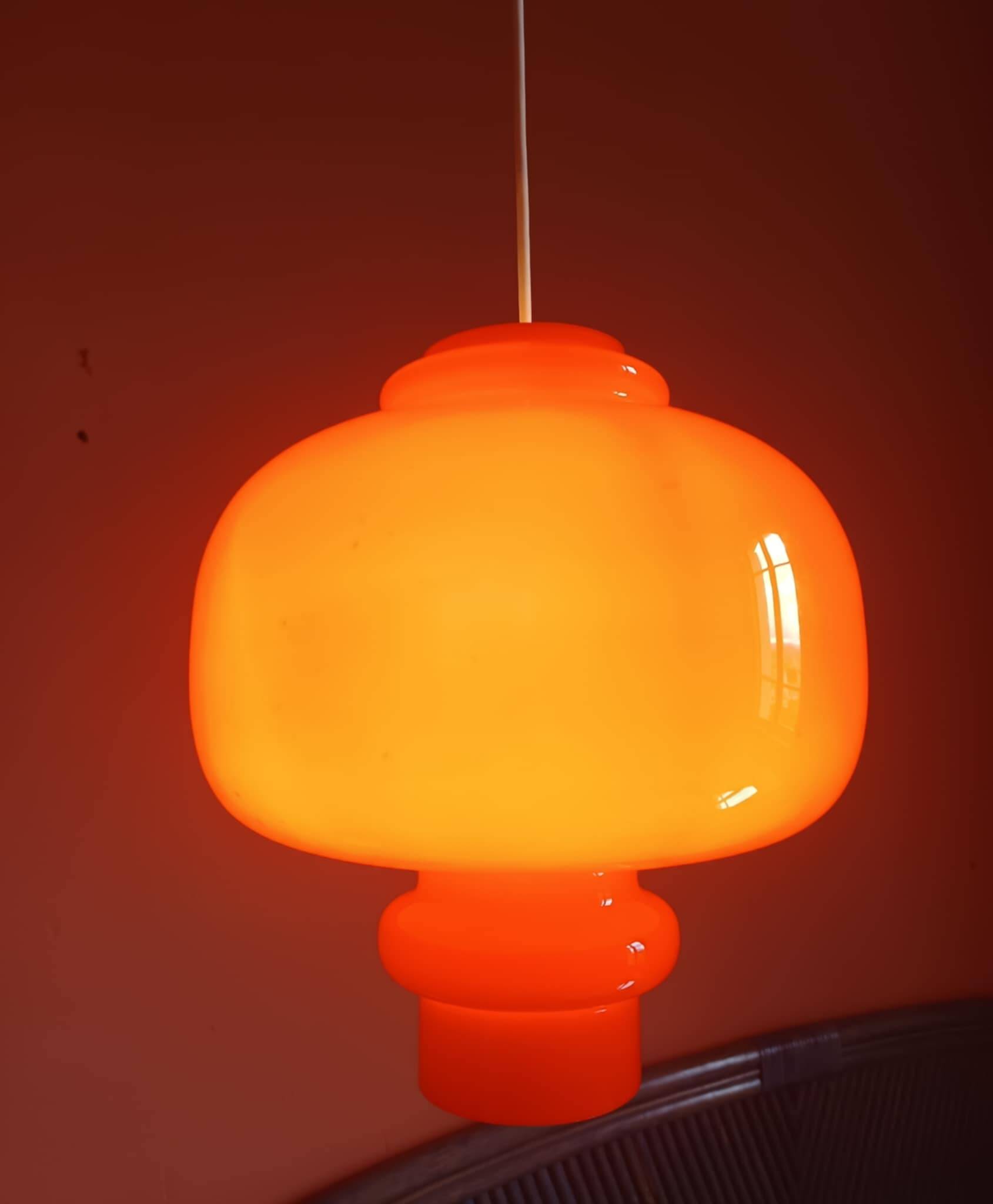 Pair of orange pendant lights by Hans-Agne Jakobsson, 1960