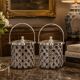 Pair of Vintage Cut Crystal Biscuit Boxes / Ice Buckets with Silver-Plated Lids