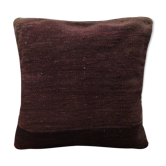 Housse de coussin vintage en laine rayée marron - 41 x 43 cm