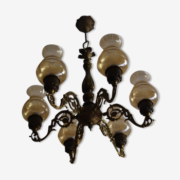 Antique chandelier, france copper and brass