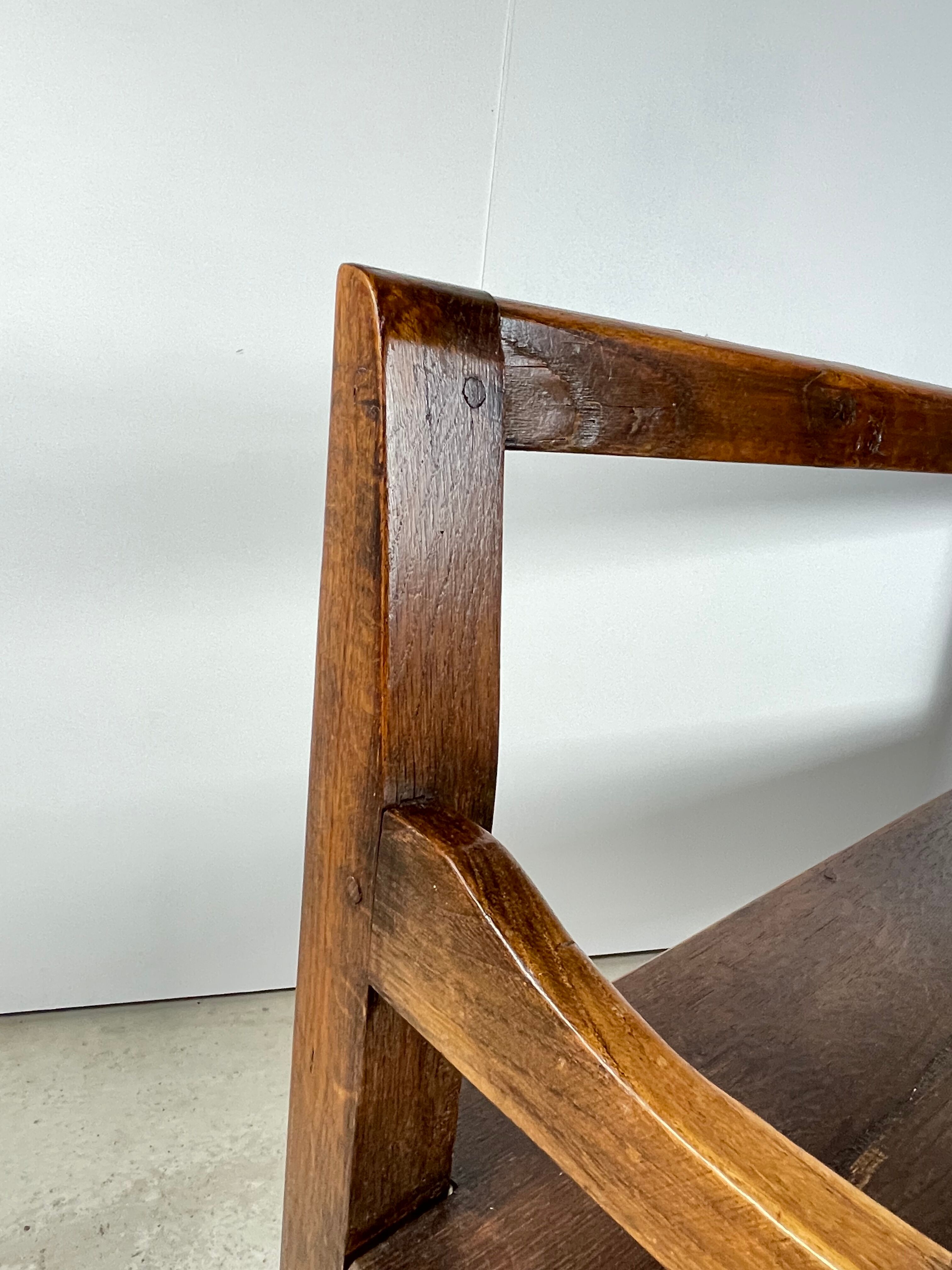 Solid oak bench. Folk art