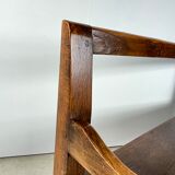 Solid oak bench. Folk art