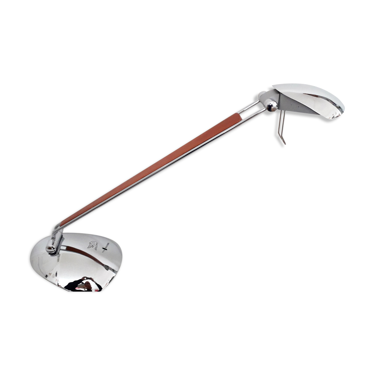 Desk lamp - incm , elea- contemporary design - chrome metal & wood - 1990
