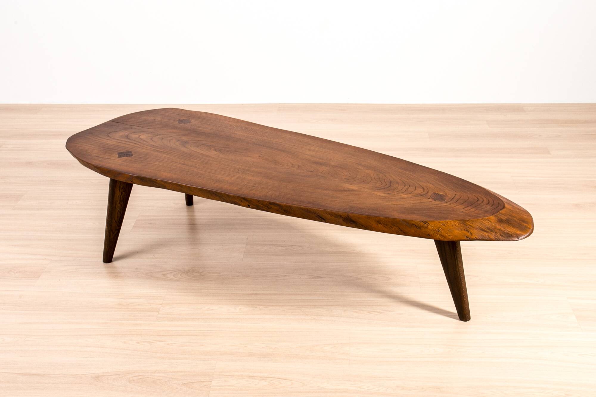 Brutalist Solid Oak Slab Coffee Table, Central Europe, 1960s–1970s