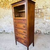 Meuble de rangement vitrine à 5 tiroirs style directoire