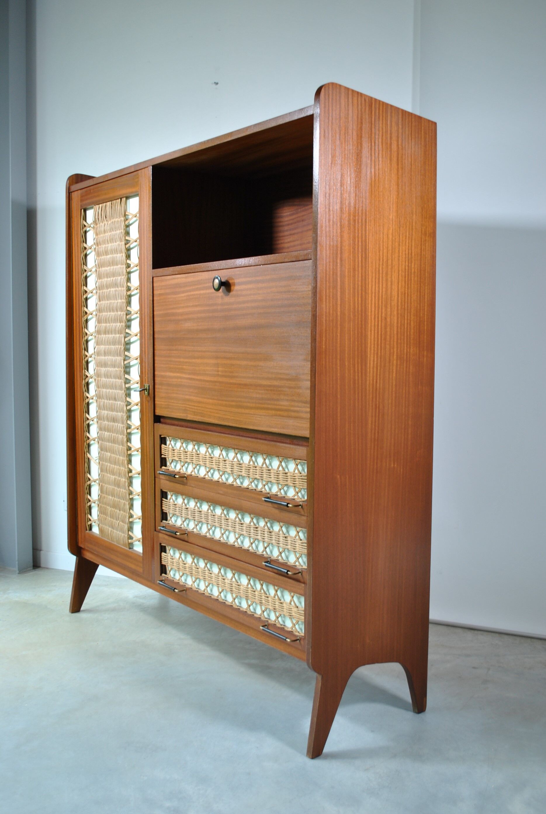 Rattan secretary cabinet 1960