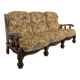 Rustic solid oak sofa with floral decoration