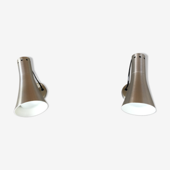 Pair of brushed aluminum sconces