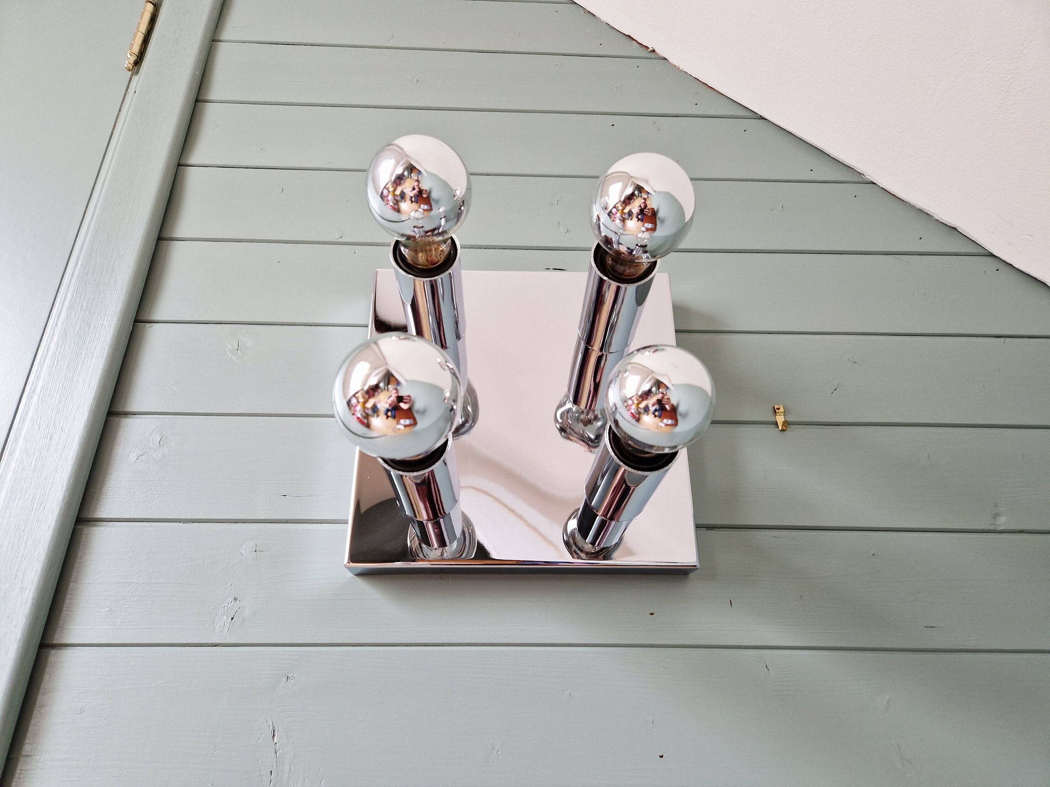 Space Age ceiling light in chrome metal, 1970s