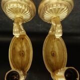 Pair of Empire style eagle head wall lights - bronze Lucien GAU, Paris