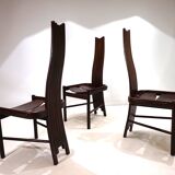Set of 3 Allmilmö brutalist dining chairs oak, 1980