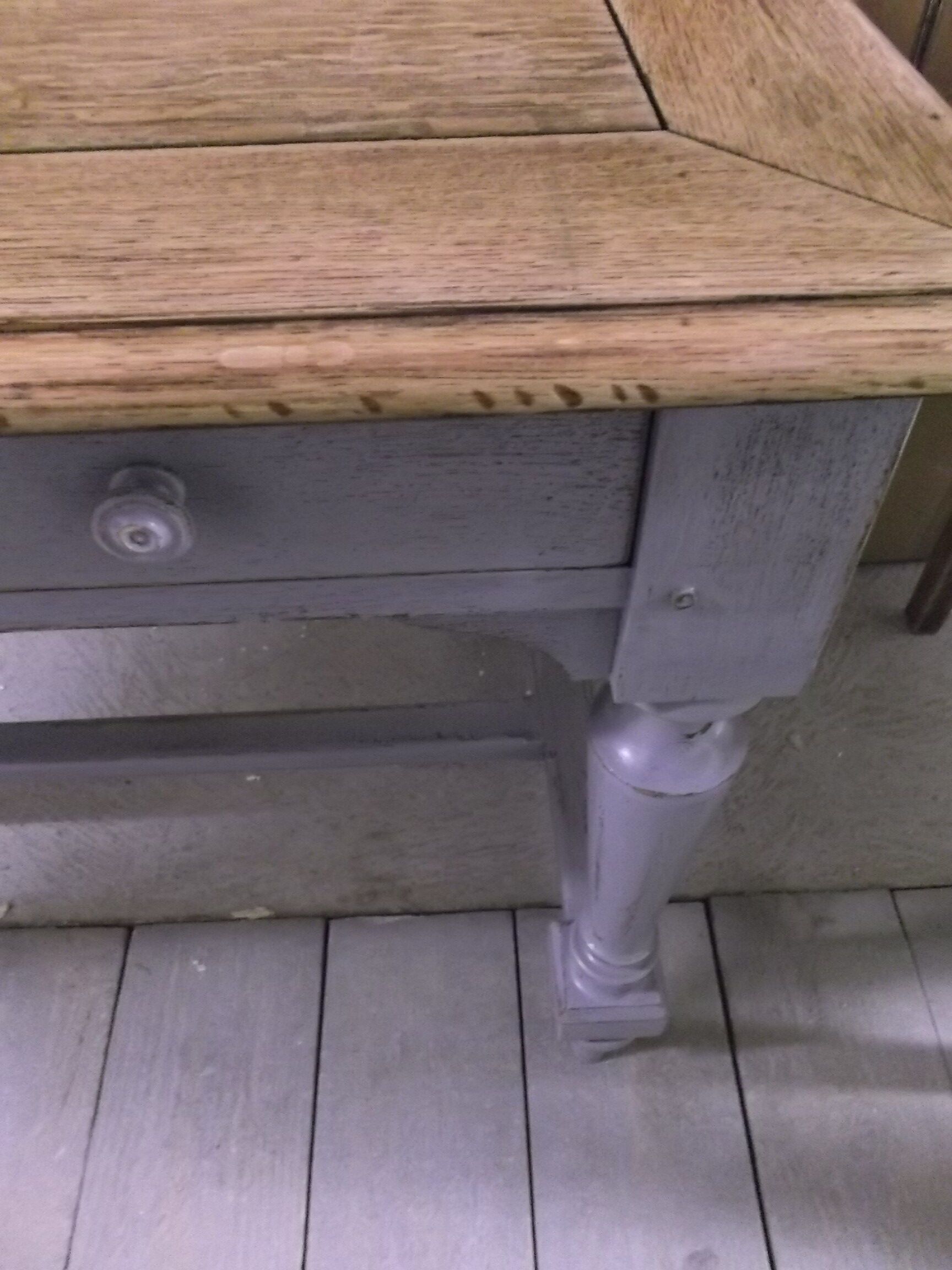 Antique desk patinated