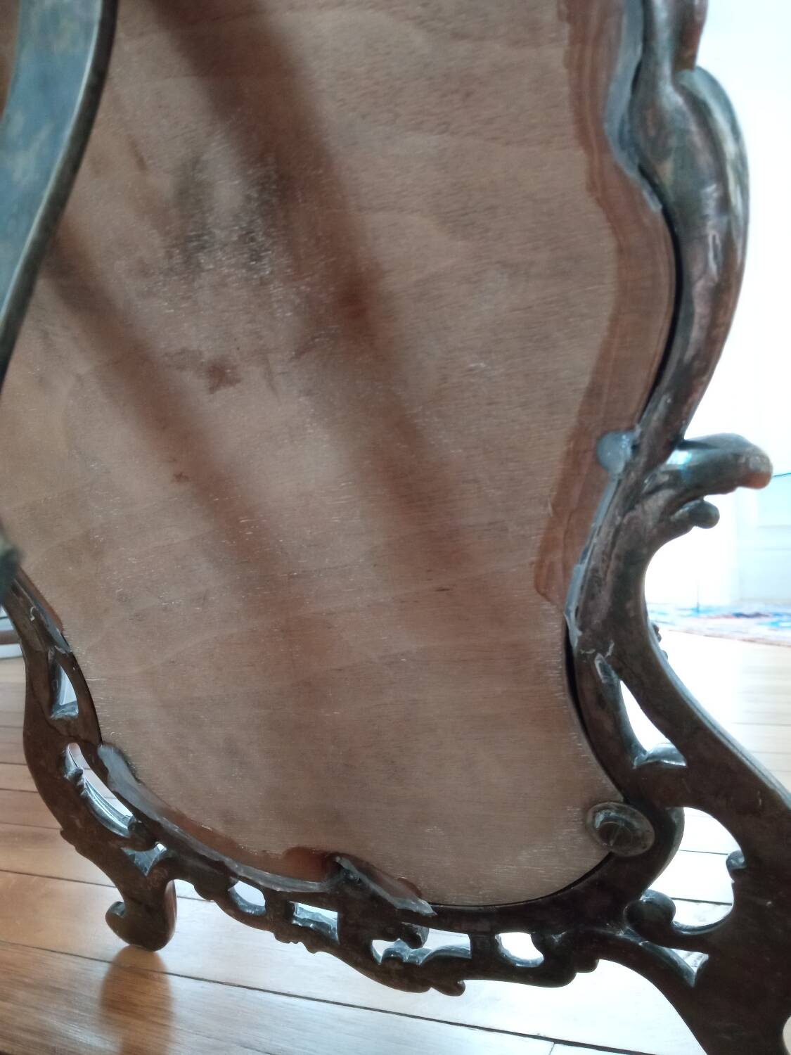 Old standing mirror, silvered bronze