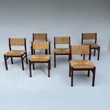 Martin Visser set of six "SE82" wenge and rush dining chairs