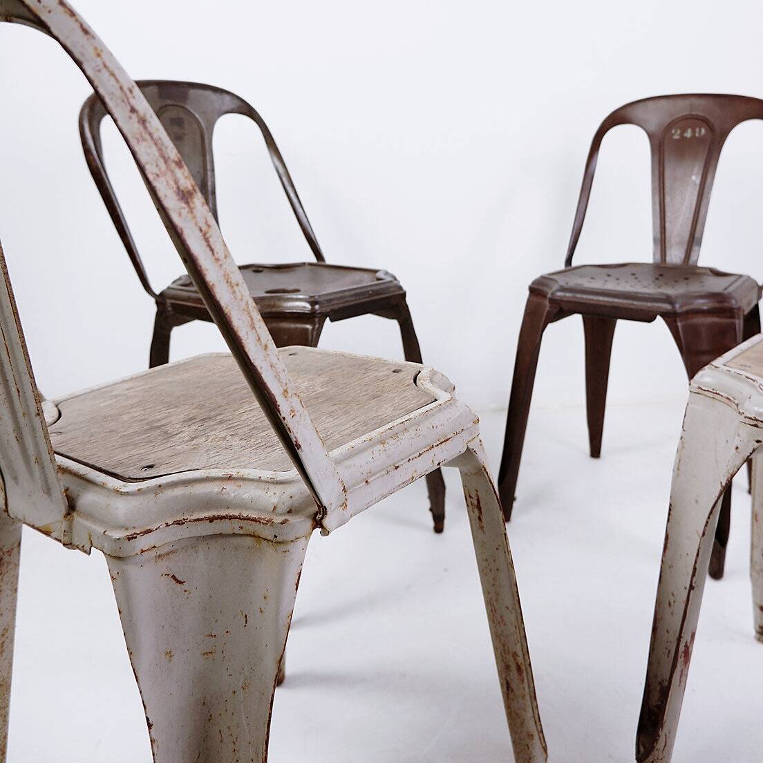Stackable Industrial Bistro Chairs by Fibrocit of Belgium - Set of 4 - 1950s