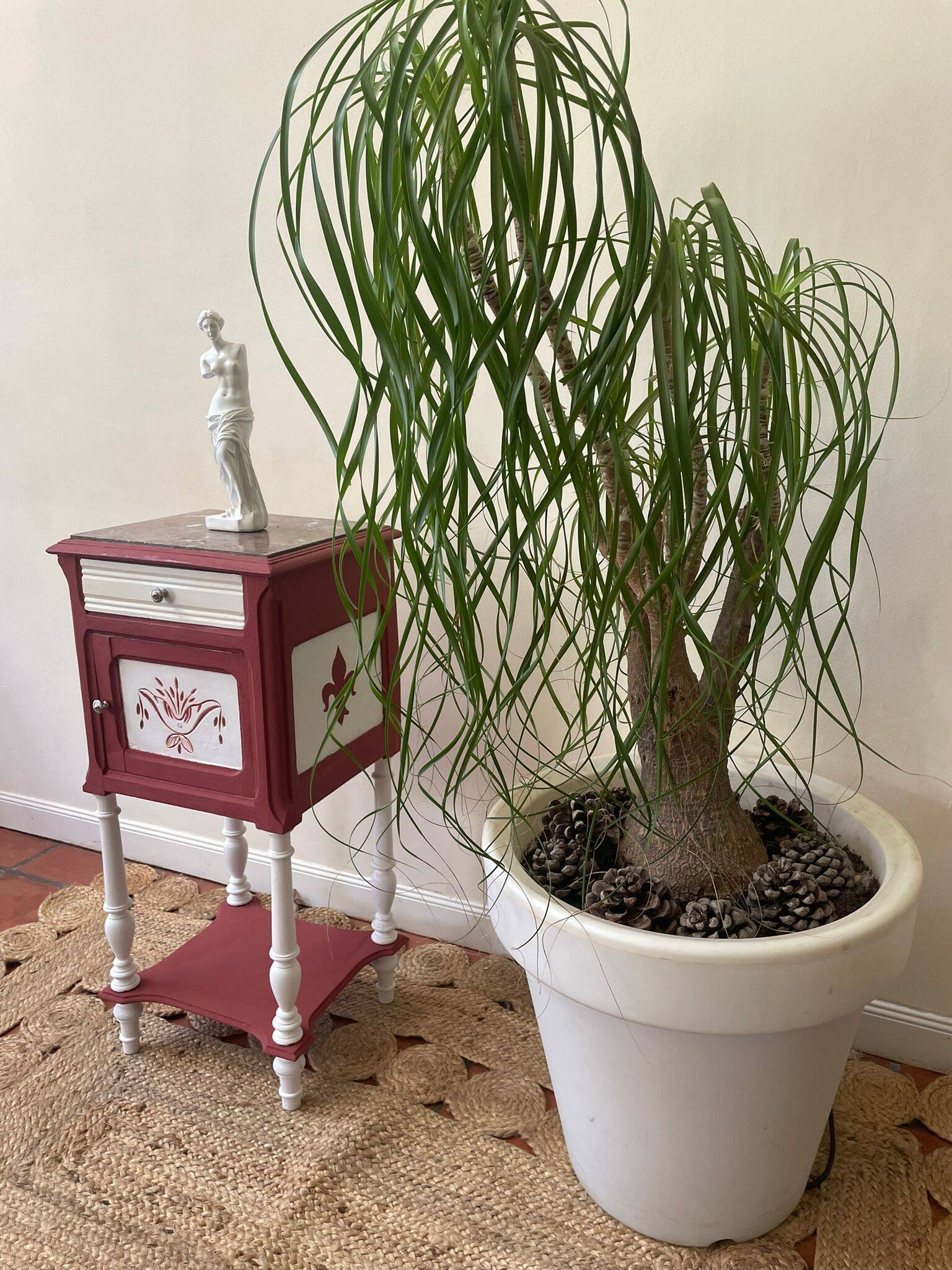 Vintage Lys Marble Wood Bedside Table