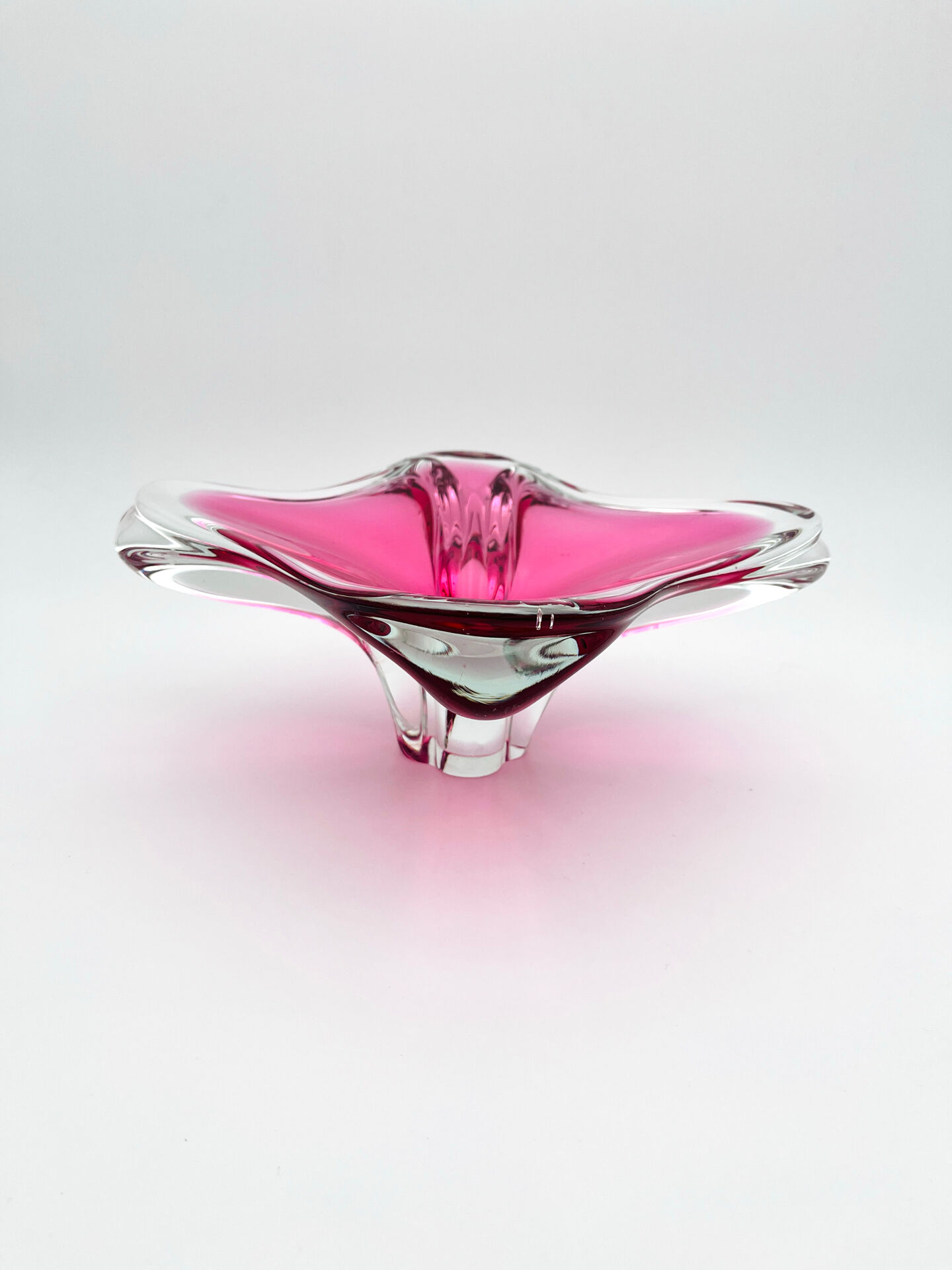 Large Crystal Bowl Bohemia Josef Hospodka 2.6kg Ruby Design 1960