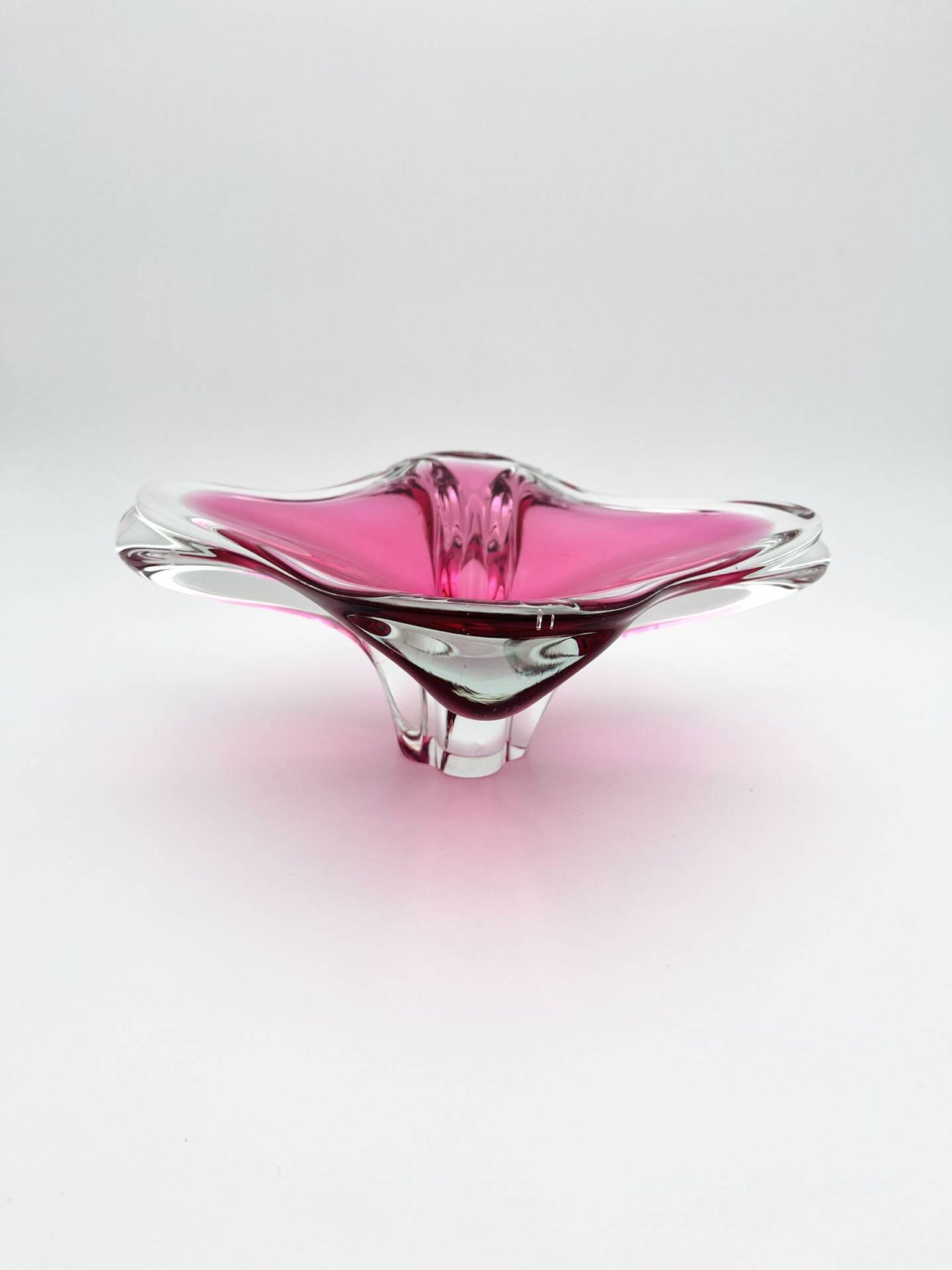 Large Crystal Bowl Bohemia Josef Hospodka 2.6kg Ruby Design 1960