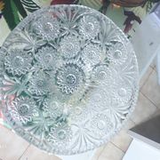 2 dishes or baskets in pressed moulded cut glass