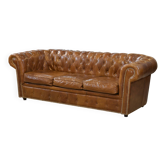 Canapé Chesterfield en cuir marron