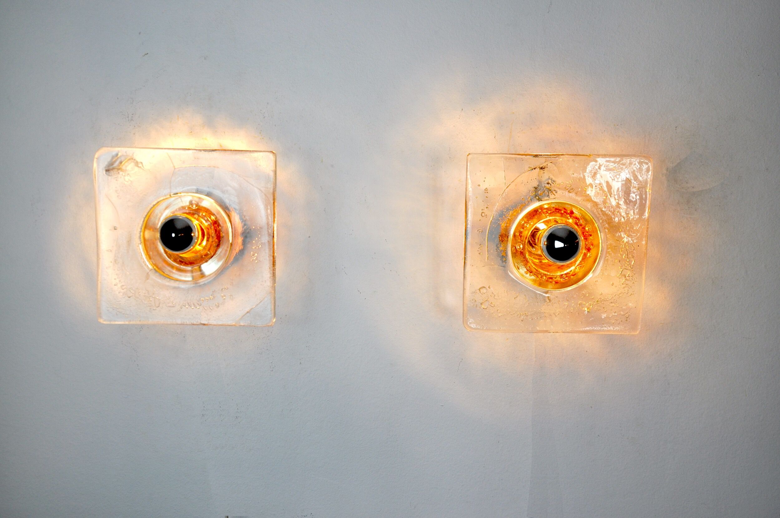 Pair of Albano Poli wall lamps for Poliarte, Italy, 1970