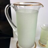Green granita set consisting of a pitcher and 4 glasses in orangeade 50s