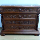 Walnut Commode by P. Guinand-Leglas, Renaissance style – 1920