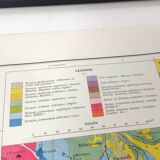 Old map of France the central massif in 1950 43x43cm
