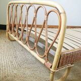 Banquette - lit en rotin vintage