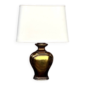 Large Deknudt lamp in varnished gold brass, 1970s.