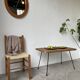 Table basse osier tressé et métal 1960