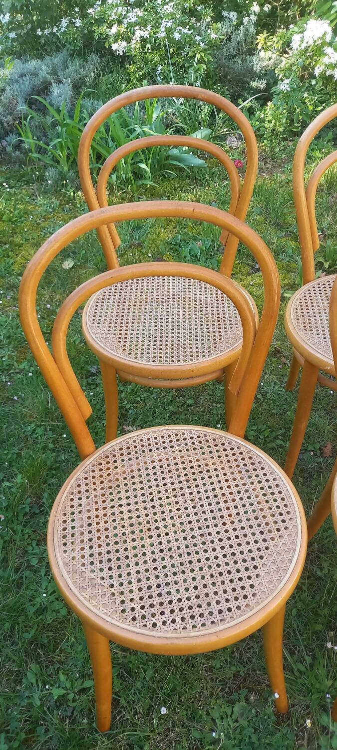 Set of 6 caned bistro chairs