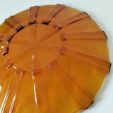 Large amber molded pressed glass dish
