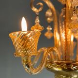 Venetian chandelier in gilded Murano glass with 5 light arms circa 1930