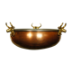 Copper cauldron with golden bronze bull heads